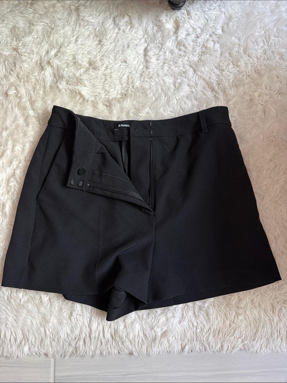 Express Black High-Waist Tailored Dress Shorts